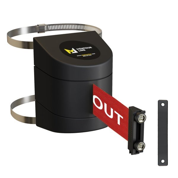 Retractable Belt Barrier Black Clamped Mount, 20ft. RDang..Belt (M), Montour Line, Mfr#: WMX160-BK-DANGERW-C-M-200